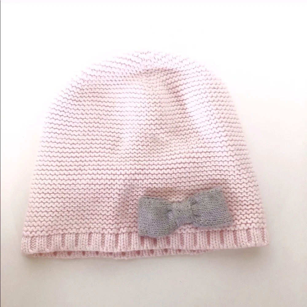 Jacadi 51 Cotton Knit Beanie Pull On Bow Hat